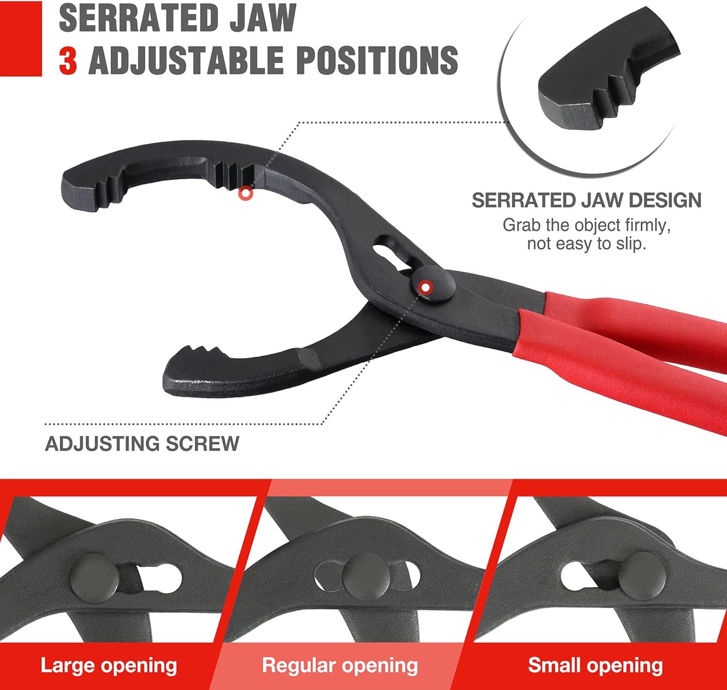 WORKPRO 12" Adjustable Oil Filter Pliers, Wrench Adjustable Oil Filter Removal Tool, Ideal For Engine Filters, Conduit, & Fittings, W114083A