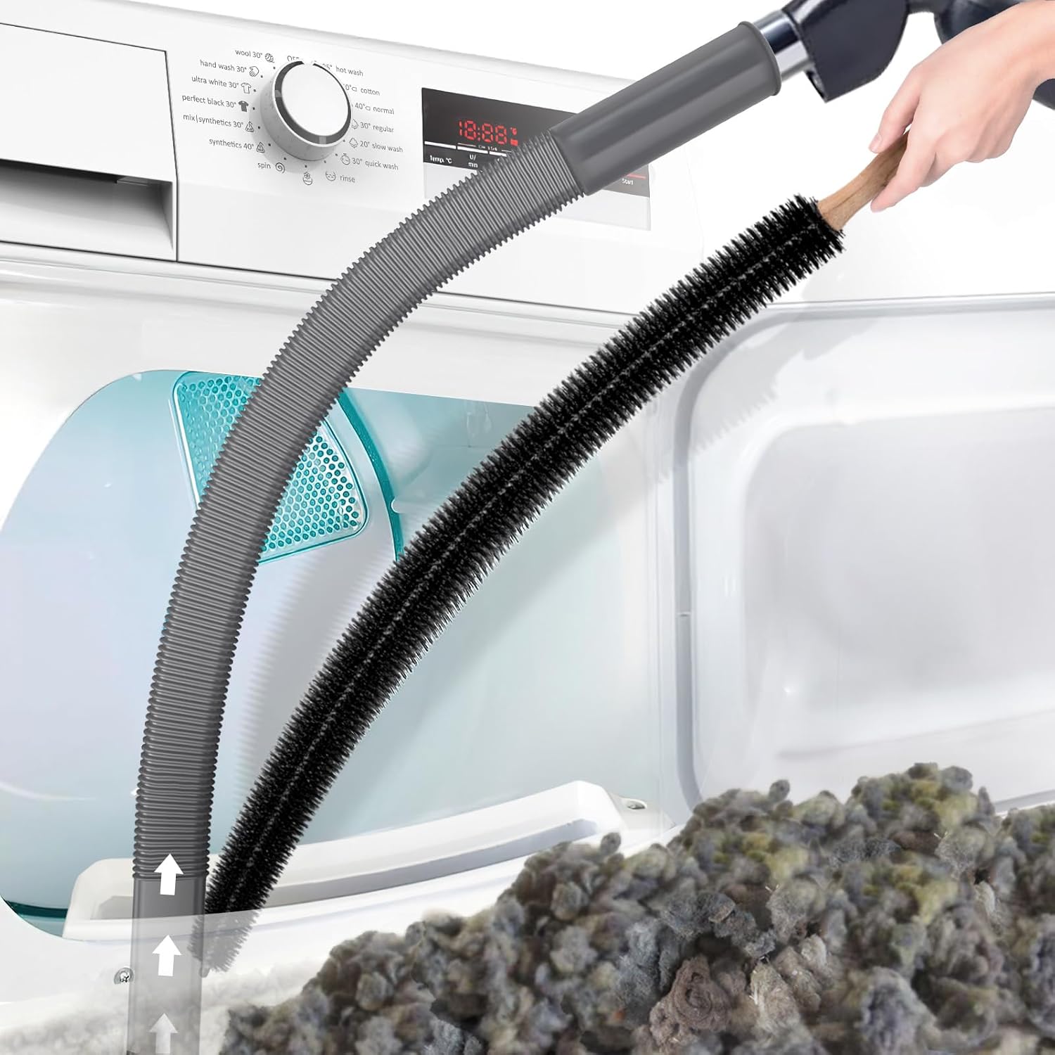 2 Pieces Dryer Vent Cleaner Kit Compatible with Most Vacuum Cleaner, Dryer Lint Brush and Vacuum Hose Attachment with Universal Connector, Quickly Lint Remover