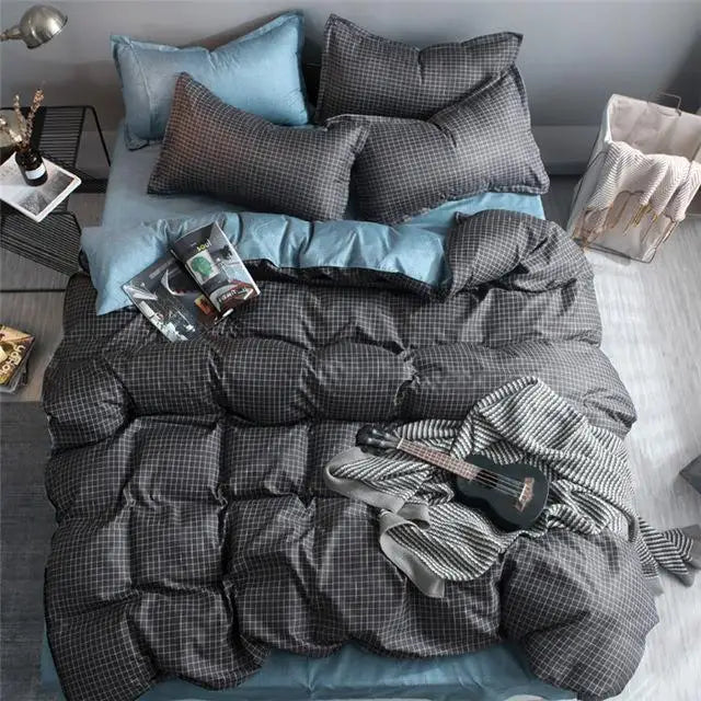 57 3/4pcs pinkheart bedding set Super king size bed linens reactive printing duvet cover set brief style home bed set flat sheet