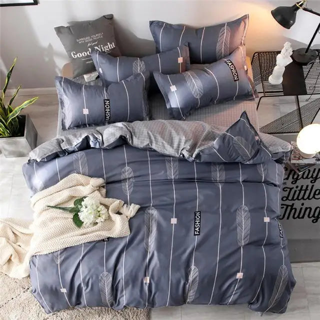 57 3/4pcs pinkheart bedding set Super king size bed linens reactive printing duvet cover set brief style home bed set flat sheet