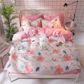 57 3/4pcs pinkheart bedding set Super king size bed linens reactive printing duvet cover set brief style home bed set flat sheet