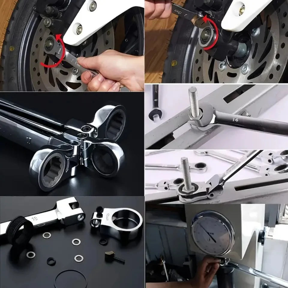 Flexible Ratcheting Combination Wrench Set,6-17mm Metric Key Wrench Ratchet Spanner Metric Hand Tool Sets,Car Repair Tools
