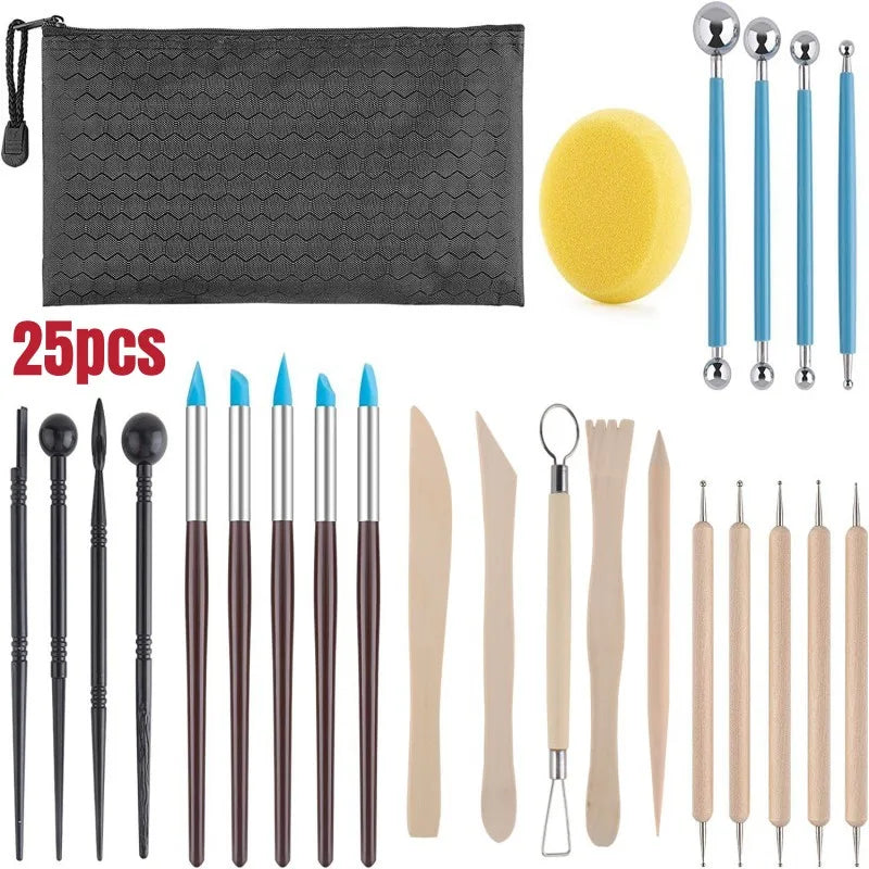 Clay Tools Kit, 25 PCS Polymer Clay Tools, Ceramics Clay Sculpting Tools Kits, Air Dry Clay Tool Set for Adults, Kids, Baking
