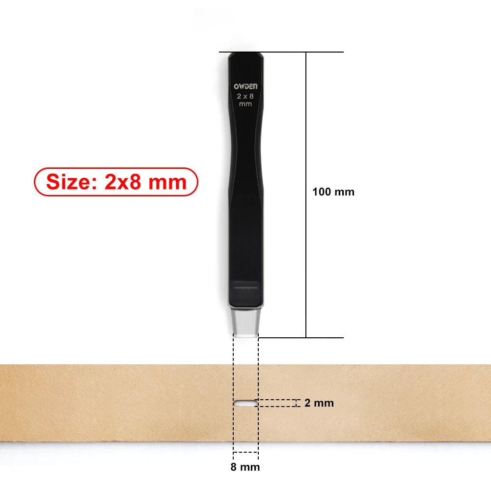 OWDEN Oblong Leather Punch Set for Belt Hole Puncher Oval Hole Strap Watch Band Flat Heavy Duty Leather Craft Hollow Punch