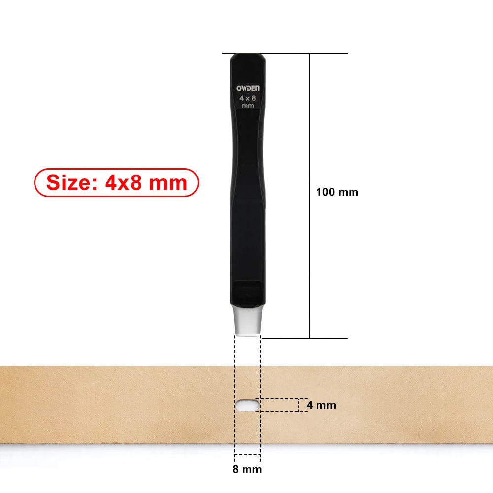 OWDEN Oblong Leather Punch Set for Belt Hole Puncher Oval Hole Strap Watch Band Flat Heavy Duty Leather Craft Hollow Punch