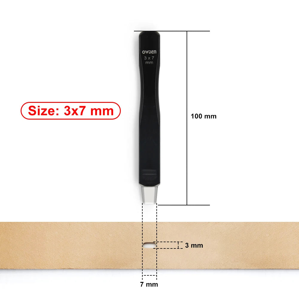 OWDEN Oblong Leather Punch Set for Belt Hole Puncher Oval Hole Strap Watch Band Flat Heavy Duty Leather Craft Hollow Punch
