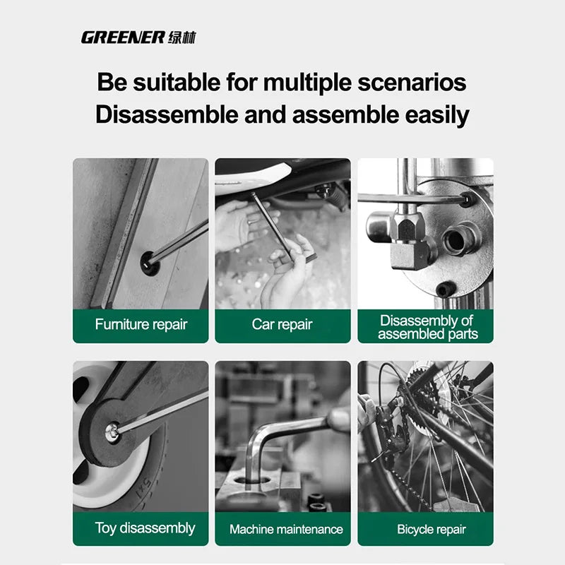 GREENERY Greener Extended Rainbow Wrench Allen Wrench Set Hex Wrench Multifunctional Short Arm Tool Universal Wrench Tool