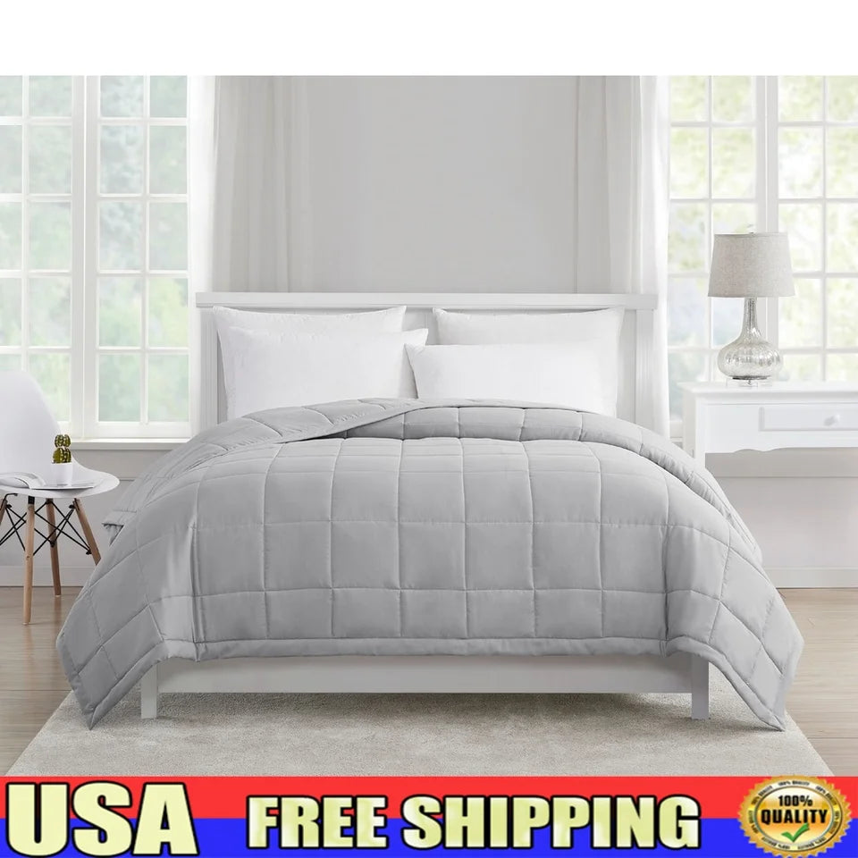 Solid Twin Down Alternative Blanket Lightweight Hypoallergenic Polyester Warm Bedding Machine Washable Oeko Tex Certified Stain