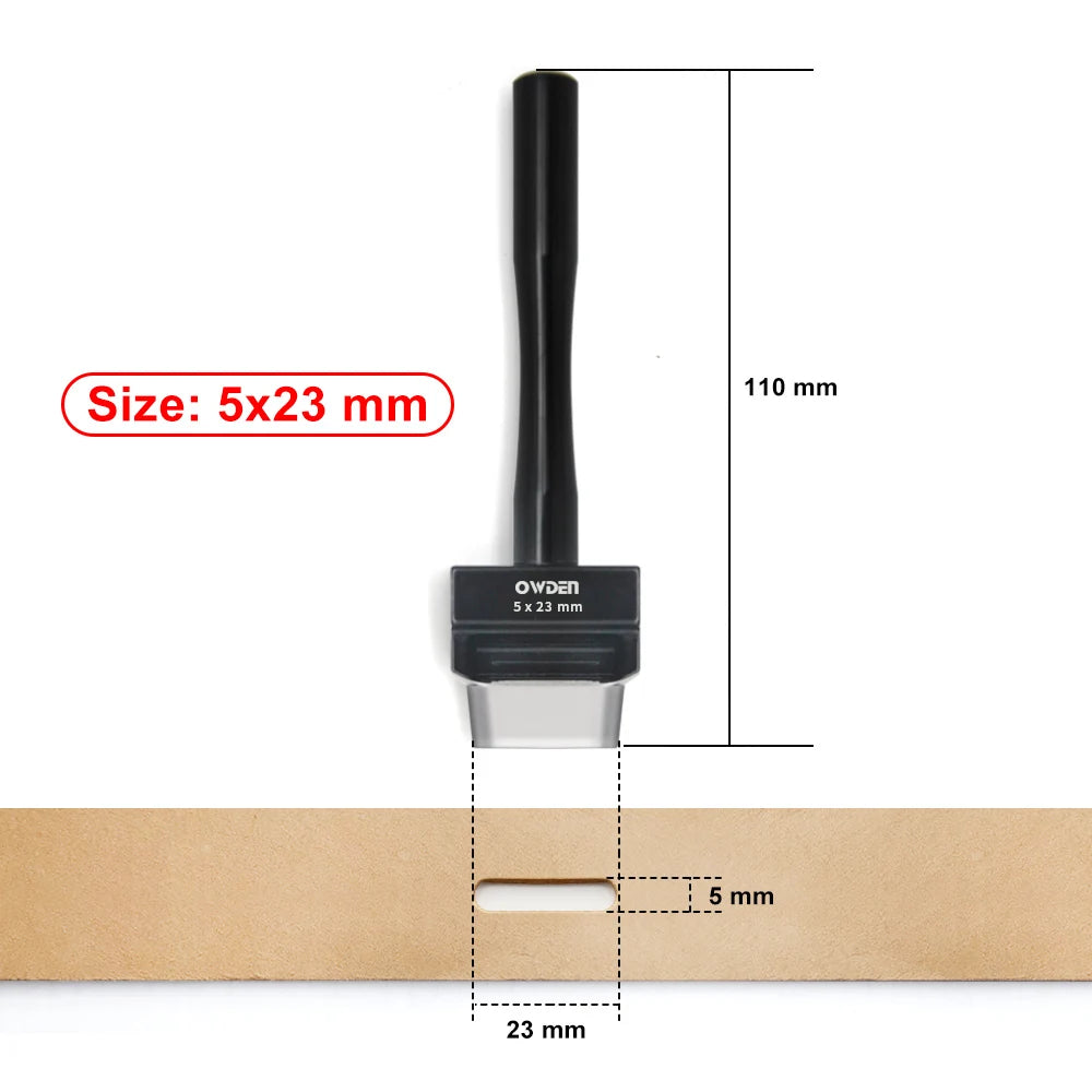 OWDEN Oblong Leather Punch Set for Belt Hole Puncher Oval Hole Strap Watch Band Flat Heavy Duty Leather Craft Hollow Punch