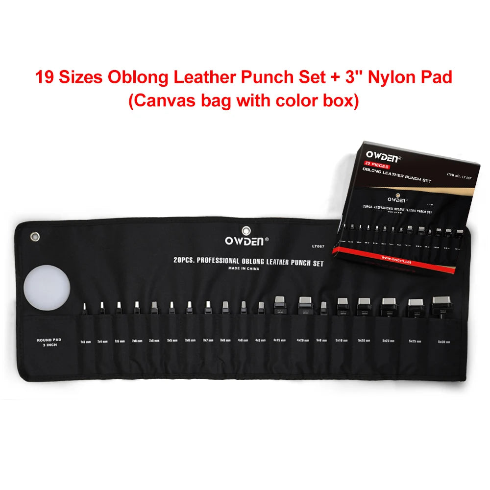 OWDEN Oblong Leather Punch Set for Belt Hole Puncher Oval Hole Strap Watch Band Flat Heavy Duty Leather Craft Hollow Punch