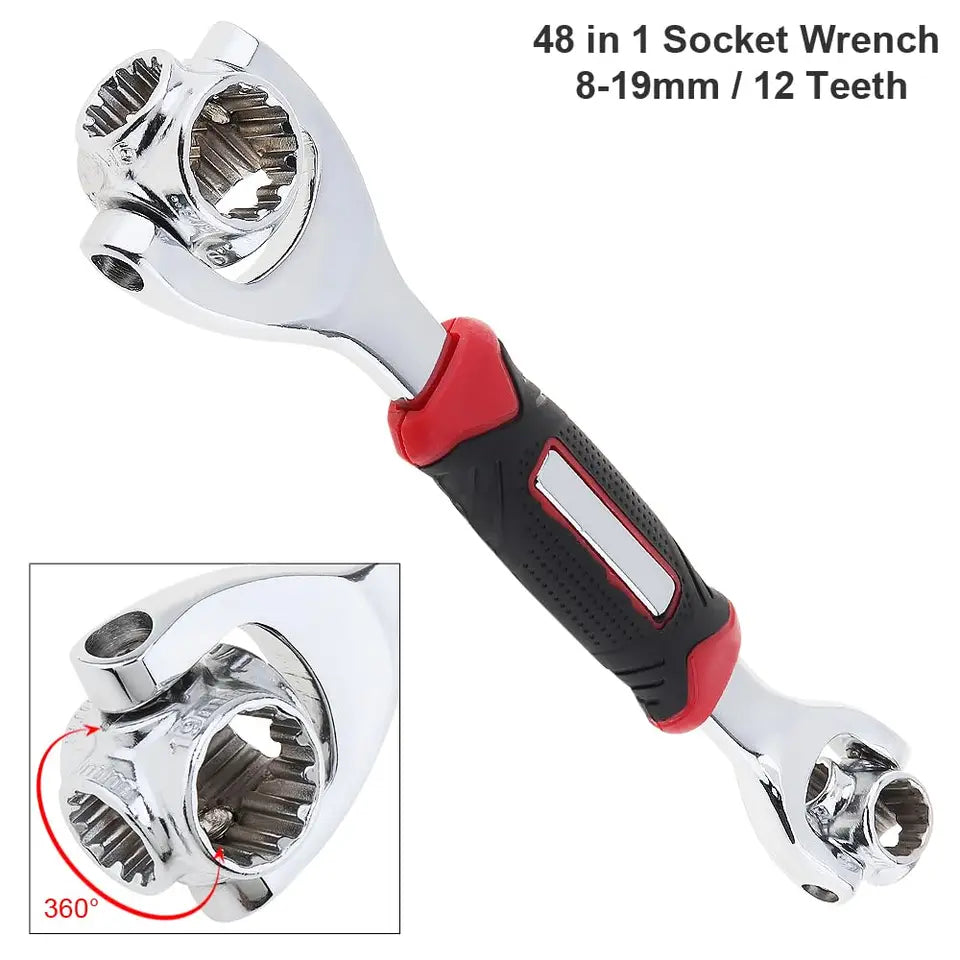 Universal Wrench 48 in 1 Socket Wrench with 360 Degree Rotating Head Spanner Tool for Home Bicycle Car Repair