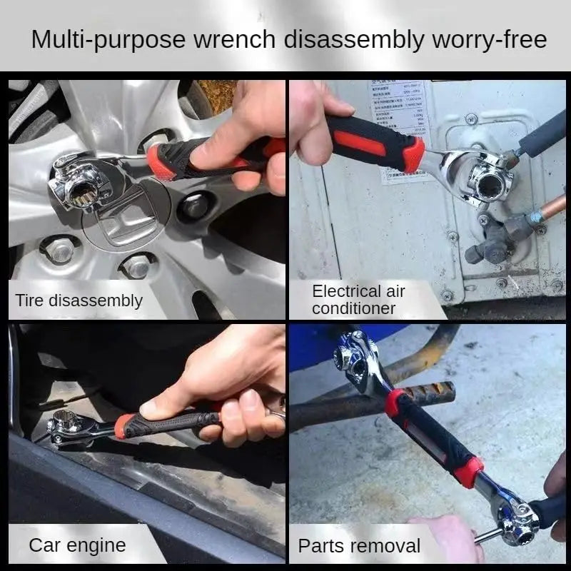 Universal Wrench 48 in 1 Socket Wrench with 360 Degree Rotating Head Spanner Tool for Home Bicycle Car Repair