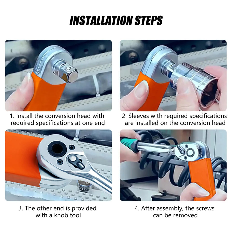 Universal Ratcheting Wrench Extension Bar Adjustable Double Head  Extra Long Heavy Duty Tool For Mechanics And Car Repair