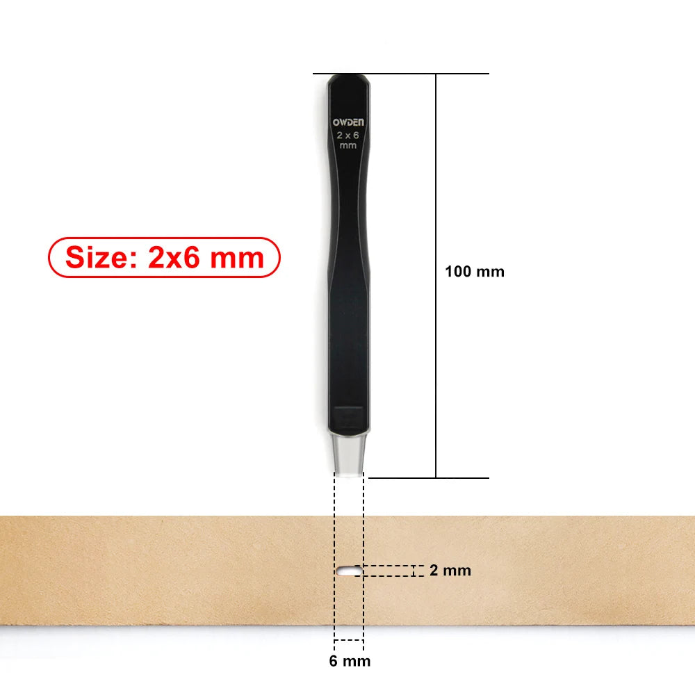 OWDEN Oblong Leather Punch Set for Belt Hole Puncher Oval Hole Strap Watch Band Flat Heavy Duty Leather Craft Hollow Punch